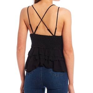 C&V Chelsea & Violet
Woven Lace Peplum Spaghetti Strap Top